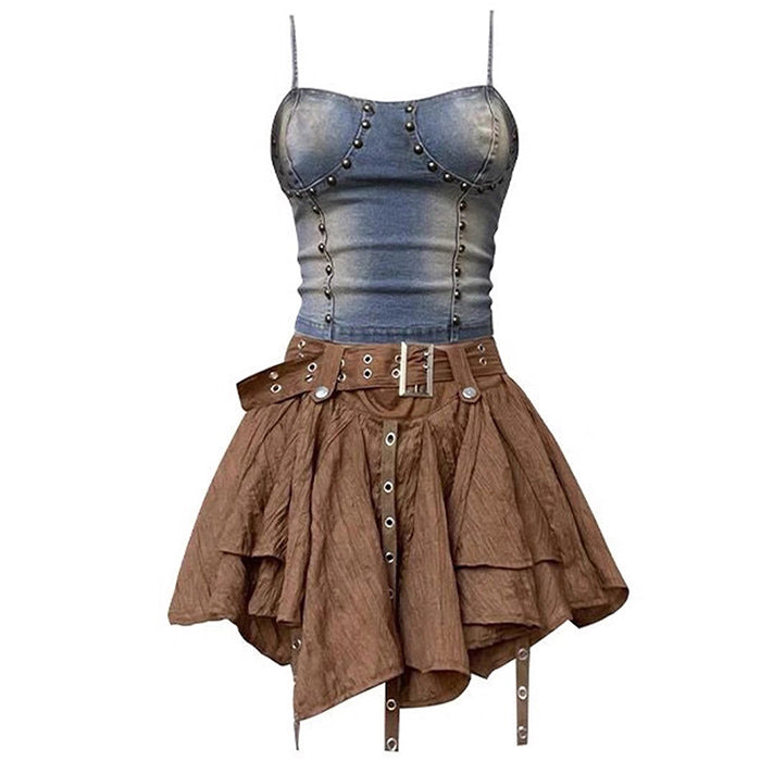 VILZSTUDIOS Grunge denim rivet top from VILZSTUDIOS