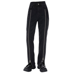 VILZSTUDIOS Grunge Zip Up Leg Jeans for streetwear fashion