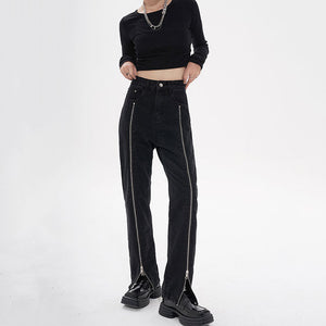 VILZSTUDIOS Grunge Zip Up Leg Jeans for streetwear fashion