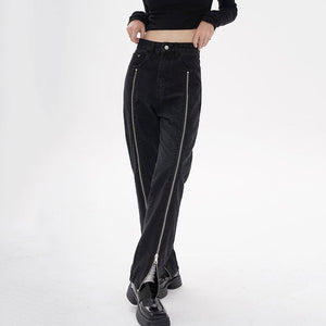 VILZSTUDIOS Grunge Zip Up Leg Jeans for streetwear fashion