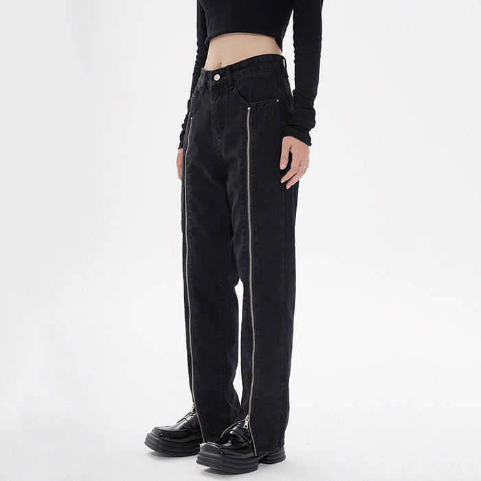 VILZSTUDIOS Grunge Zip Up Leg Jeans for streetwear fashion