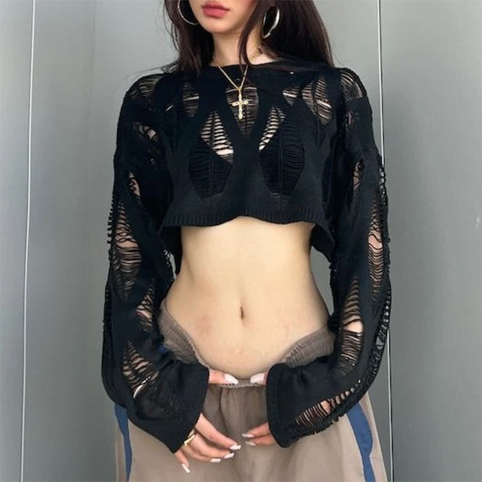 VILZSTUDIOS Stylish crochet crop top for streetwear fashion