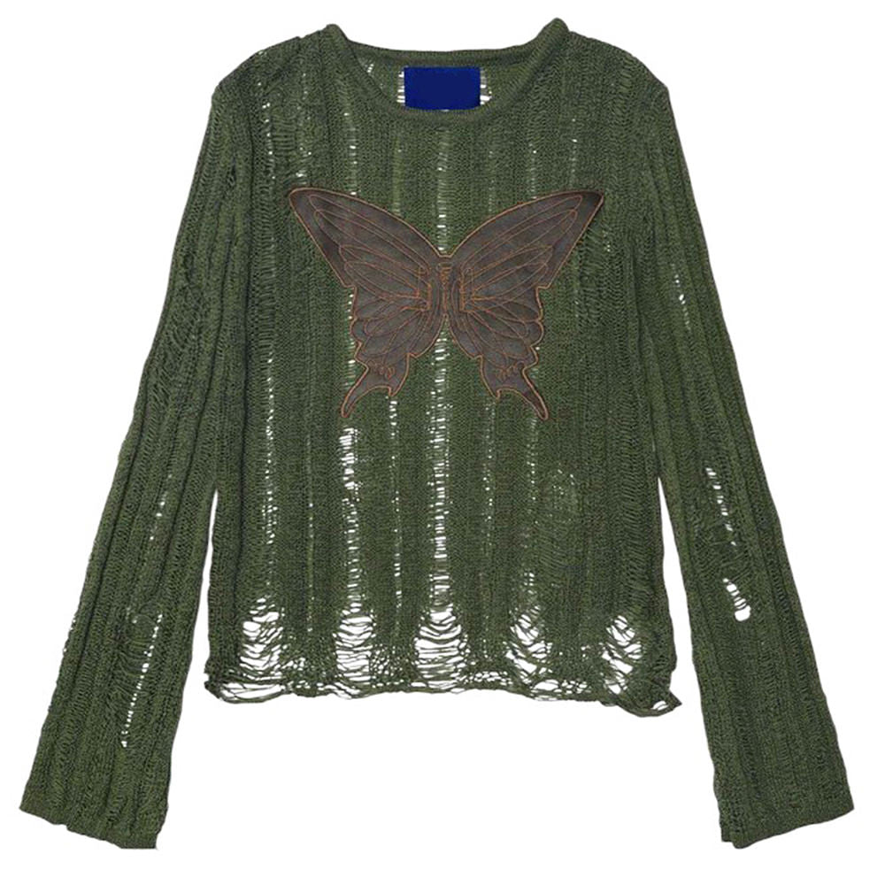 VILZSTUDIOS Grunge inspired butterfly knit top for stylish streetwear