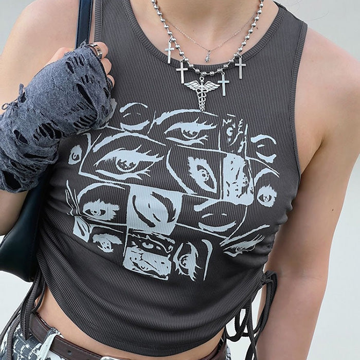 VILZSTUDIOS Grunge inspired eyes graphic top from VILZSTUDIOS