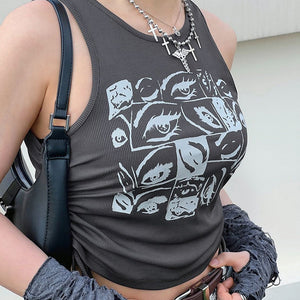 VILZSTUDIOS Grunge inspired eyes graphic top from VILZSTUDIOS