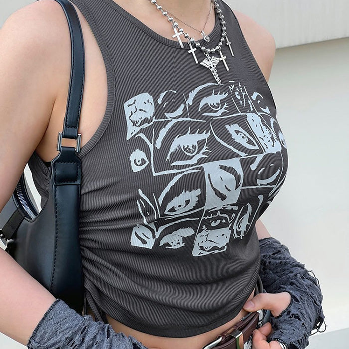 VILZSTUDIOS Grunge inspired eyes graphic top from VILZSTUDIOS