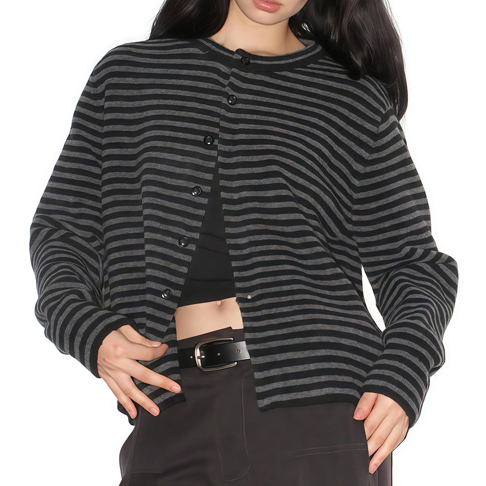 VILZSTUDIOS Striped cardigan with a relaxed fit and ribbed edges