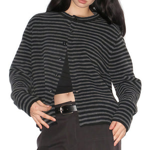 VILZSTUDIOS Striped cardigan with a relaxed fit and ribbed edges