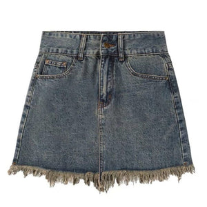 VILZSTUDIOS Worn denim skirt for contemporary streetwear style