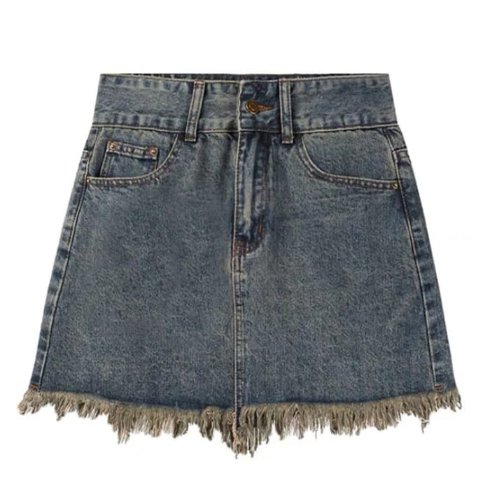 VILZSTUDIOS Worn denim skirt for contemporary streetwear style