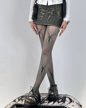 VILZSTUDIOS Stylish fishnet tights with spider design