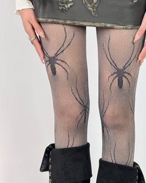 VILZSTUDIOS Stylish fishnet tights with spider design