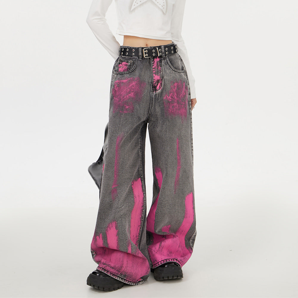 VILZSTUDIOS Baggy jeans with paint-splash design
