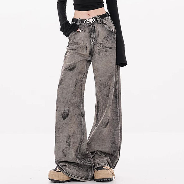 VILZSTUDIOS Distressed wide-leg jeans in gray from VILZSTUDIOS