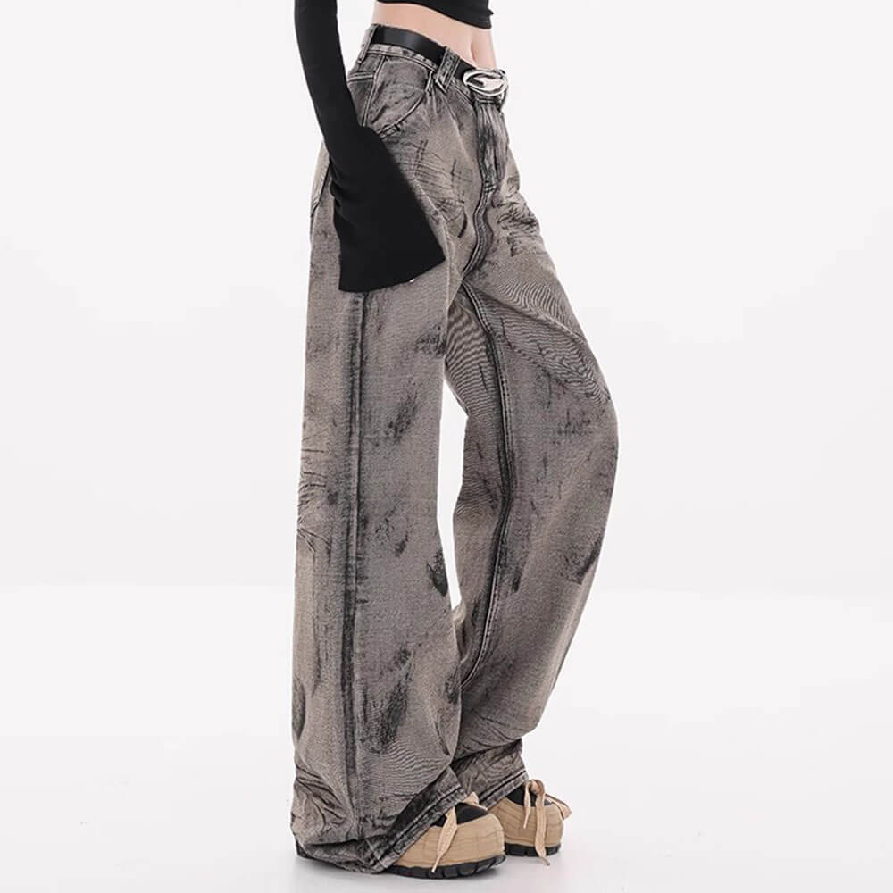 VILZSTUDIOS Distressed wide-leg jeans in gray from VILZSTUDIOS