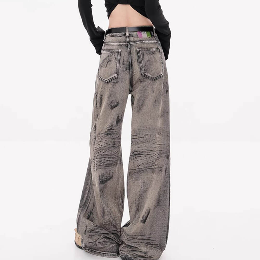 VILZSTUDIOS Distressed wide-leg jeans in gray from VILZSTUDIOS