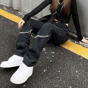 VILZSTUDIOS Grunge Vibe Chain Denim Jeans product image