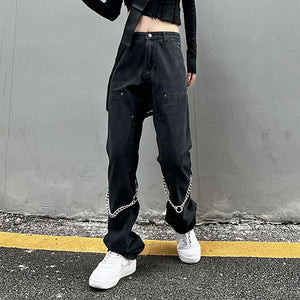 VILZSTUDIOS Grunge Vibe Chain Denim Jeans product image