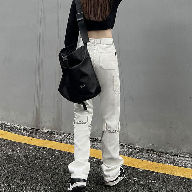 VILZSTUDIOS Grunge Vibe Chain Denim Jeans product image