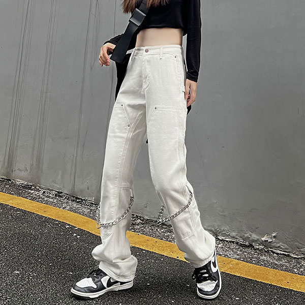 VILZSTUDIOS Grunge Vibe Chain Denim Jeans product image