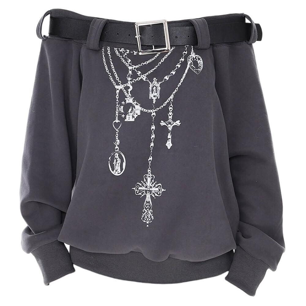 VILZSTUDIOS Grunge aesthetic off-shoulder sweatshirt