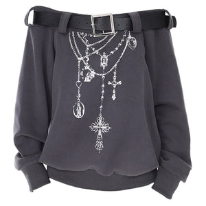 VILZSTUDIOS Grunge aesthetic off-shoulder sweatshirt