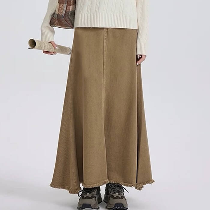 VILZSTUDIOS Denim maxi skirt for streetwear fashion