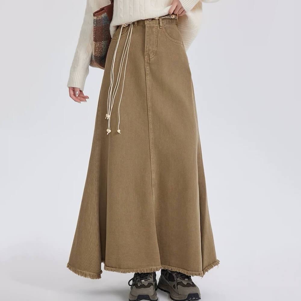 VILZSTUDIOS Denim maxi skirt for streetwear fashion