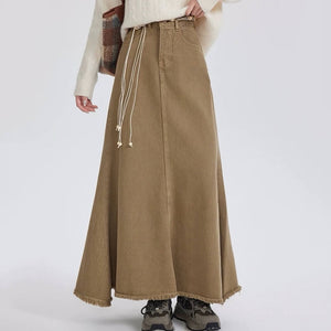 VILZSTUDIOS Denim maxi skirt for streetwear fashion