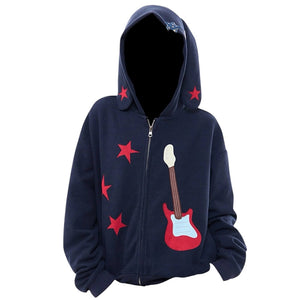VILZSTUDIOS Bunny ears hoodie with guitar patch design