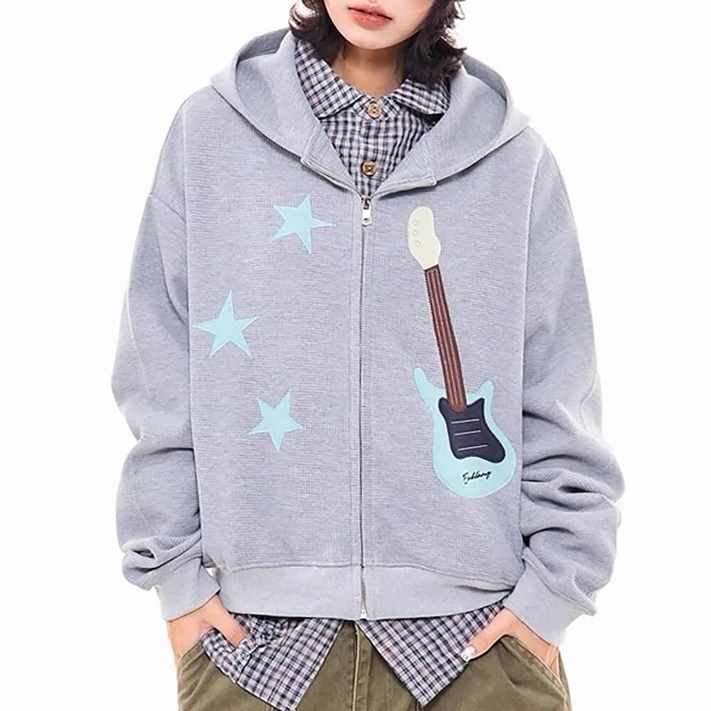 VILZSTUDIOS Bunny ears hoodie with guitar patch design