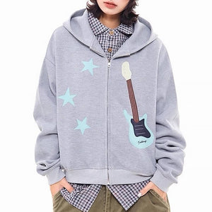 VILZSTUDIOS Bunny ears hoodie with guitar patch design