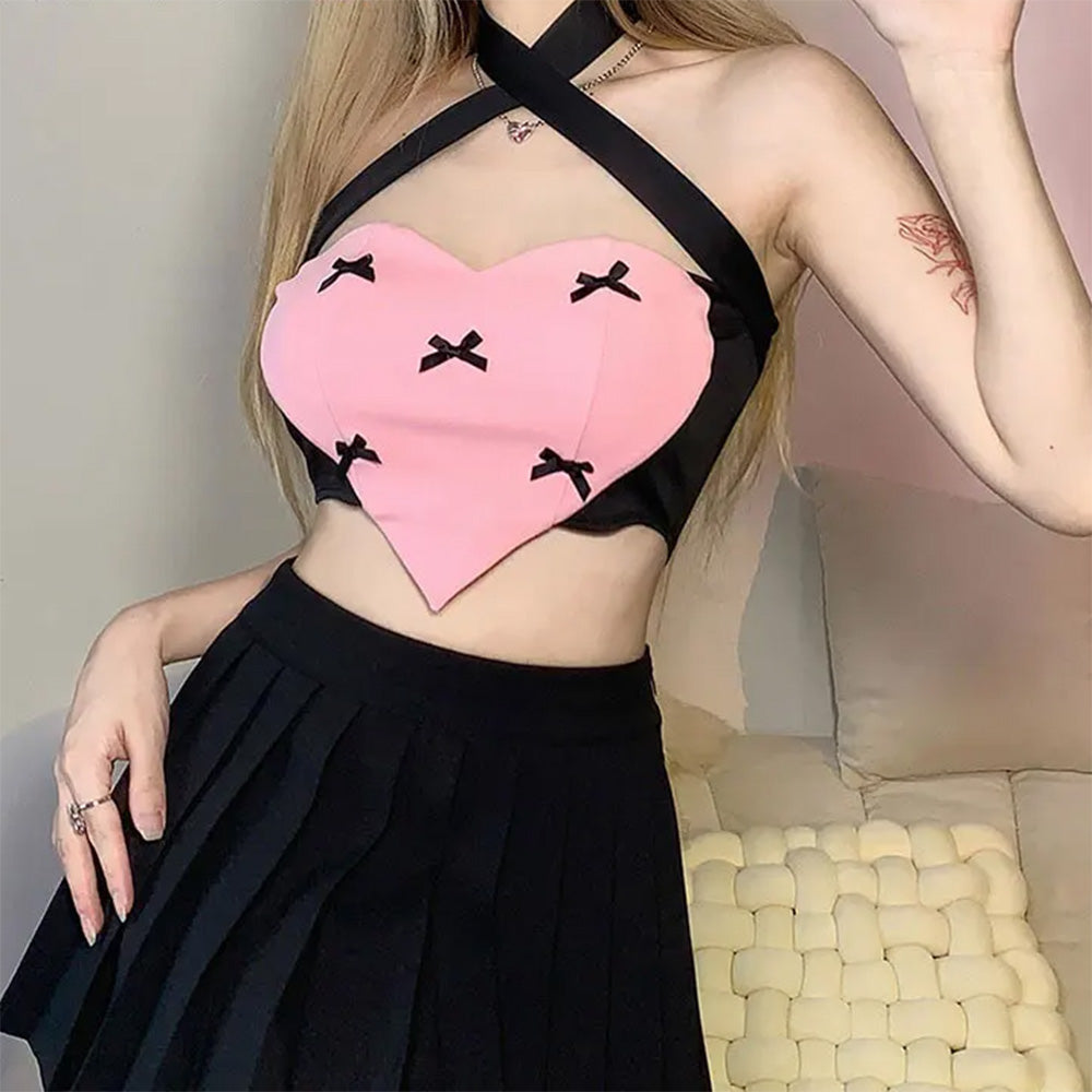 VILZSTUDIOS Chic halter bow design top for streetwear fashion