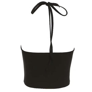 VILZSTUDIOS Fashionable halter crop top featuring a star patch design.