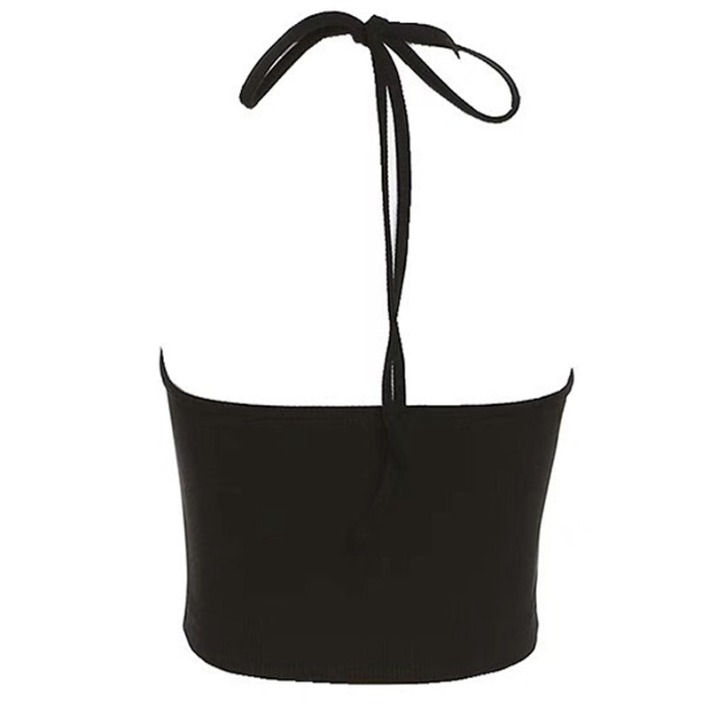 VILZSTUDIOS Fashionable halter crop top featuring a star patch design.