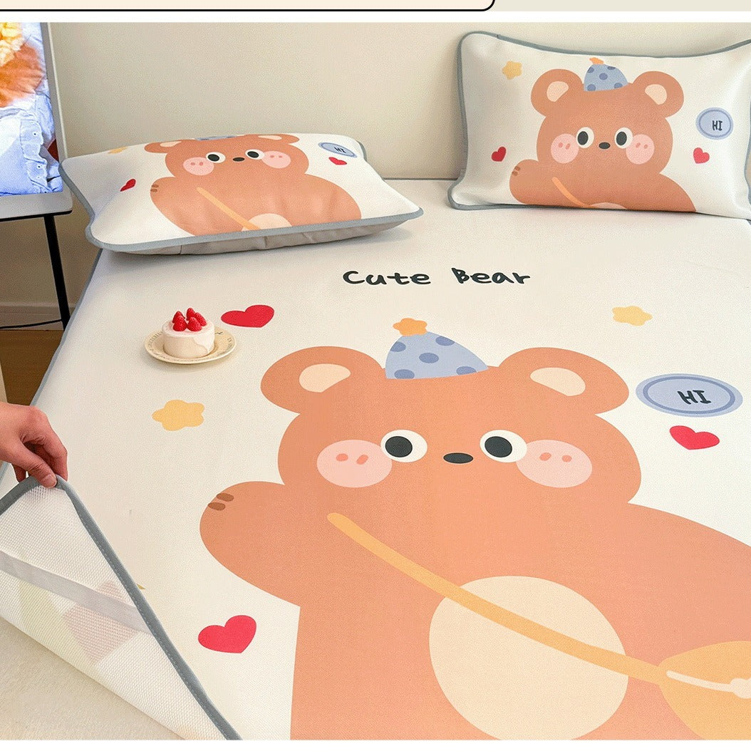 VILZSTUDIOS multicolor cartoon print cooling sleep mat with hanging character legs and piped edges