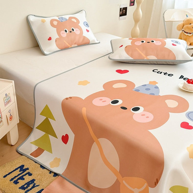VILZSTUDIOS multicolor cartoon print cooling sleep mat with hanging character legs and piped edges