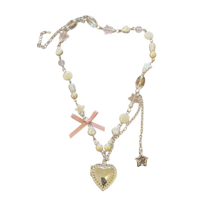 VILZSTUDIOS Y2K heart bow pendant necklace for stylish outfits
