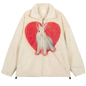 VILZSTUDIOS Cozy fleece jacket with playful bunny graphic