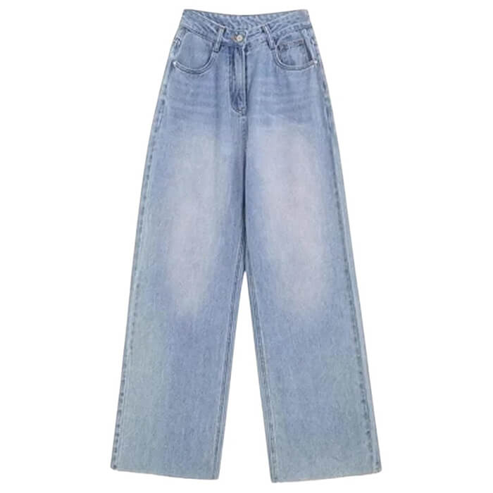 VILZSTUDIOS Heart Detail Raw Hem Wide Leg Jeans product image