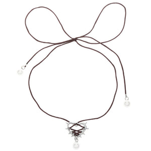 VILZSTUDIOS Stylish heart pendant bow lace necklace