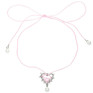 VILZSTUDIOS Stylish heart pendant bow lace necklace
