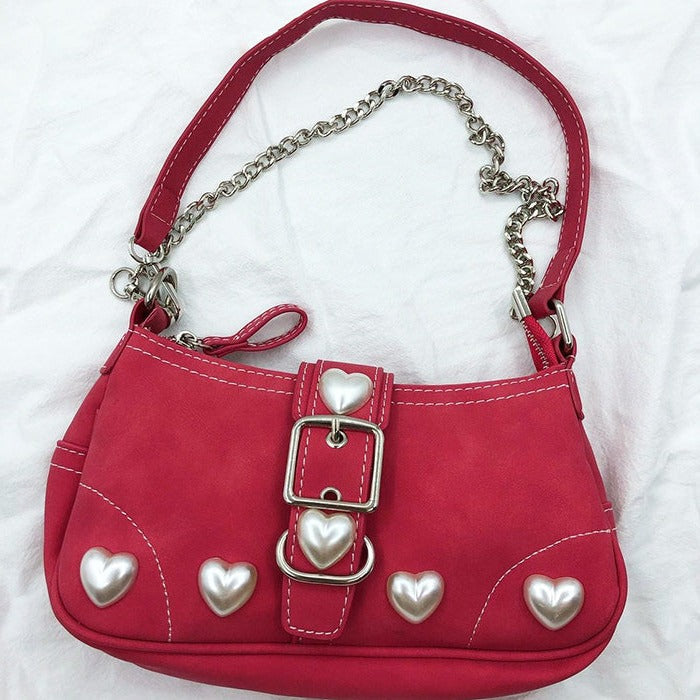 VILZSTUDIOS Y2K pearl heart-shaped bag