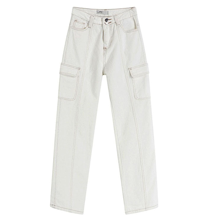 VILZSTUDIOS Heart stitch cargo denim jeans from VILZSTUDIOS