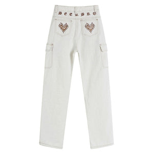 VILZSTUDIOS Heart stitch cargo denim jeans from VILZSTUDIOS