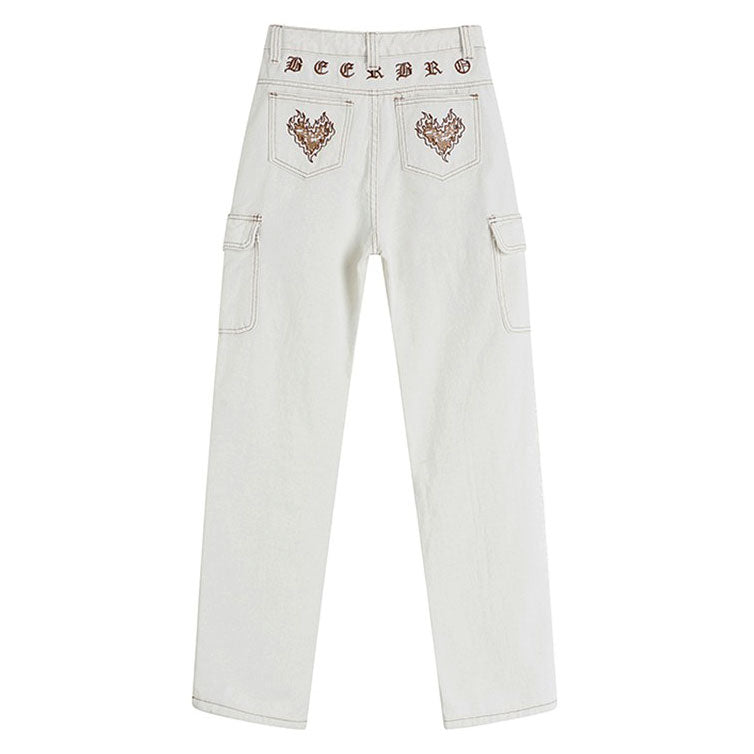 VILZSTUDIOS Heart stitch cargo denim jeans from VILZSTUDIOS