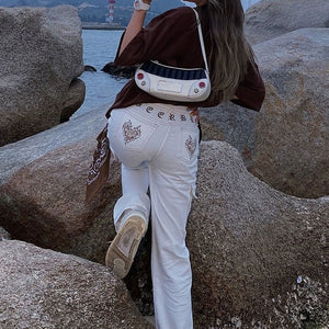 VILZSTUDIOS Heart stitch cargo denim jeans from VILZSTUDIOS