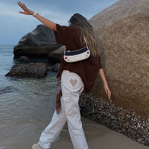 VILZSTUDIOS Heart stitch cargo denim jeans from VILZSTUDIOS