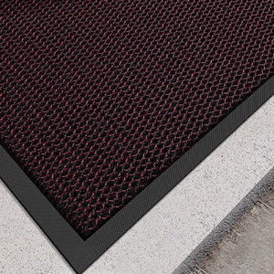 VILZSTUDIOS Black, burgundy-and-black, or red honeycomb loop door mat with a wide black border