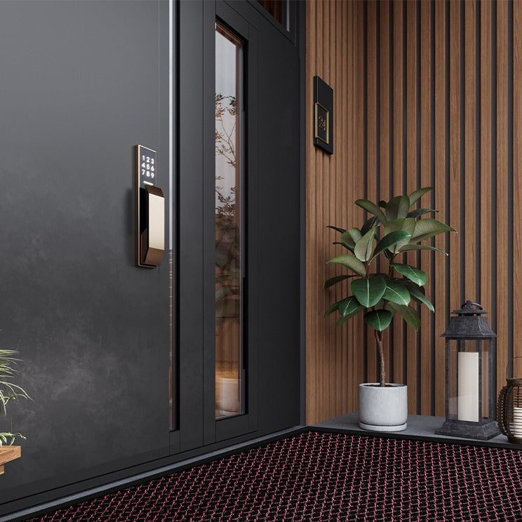 VILZSTUDIOS Black, burgundy-and-black, or red honeycomb loop door mat with a wide black border